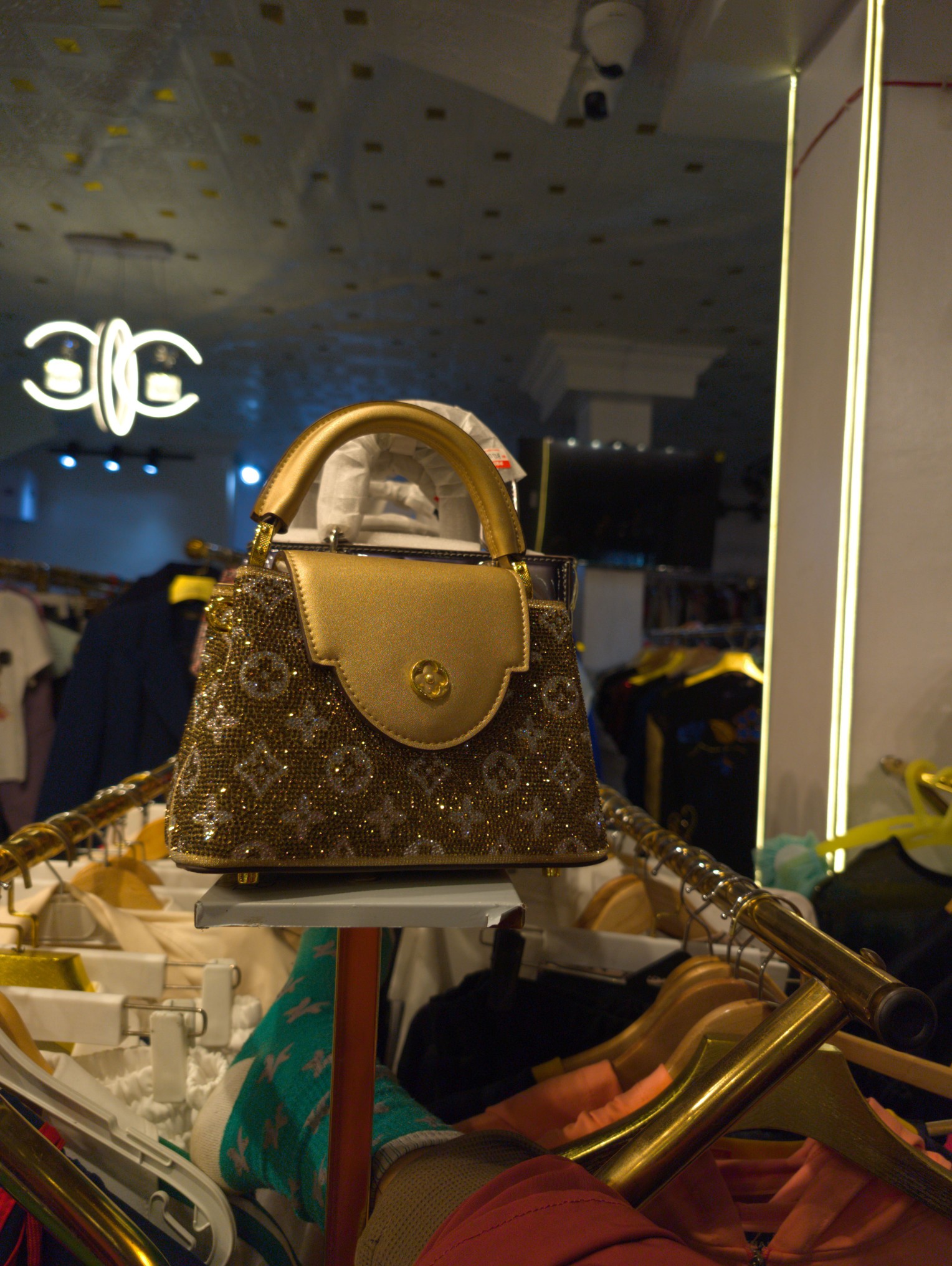 Louis Vuitton Gold Monogram Crystal Handbag