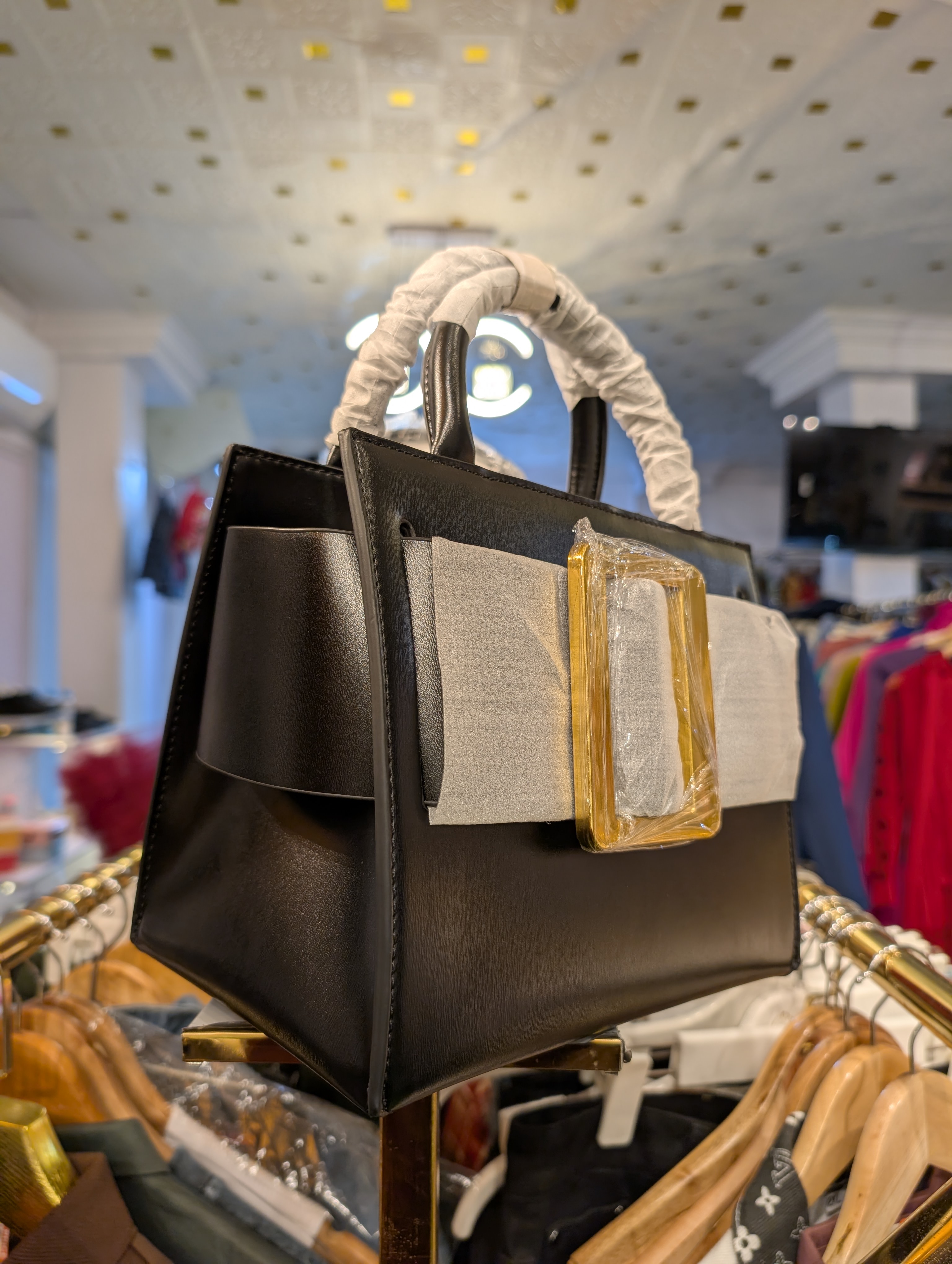 Black and Gold-block Statement Handbag