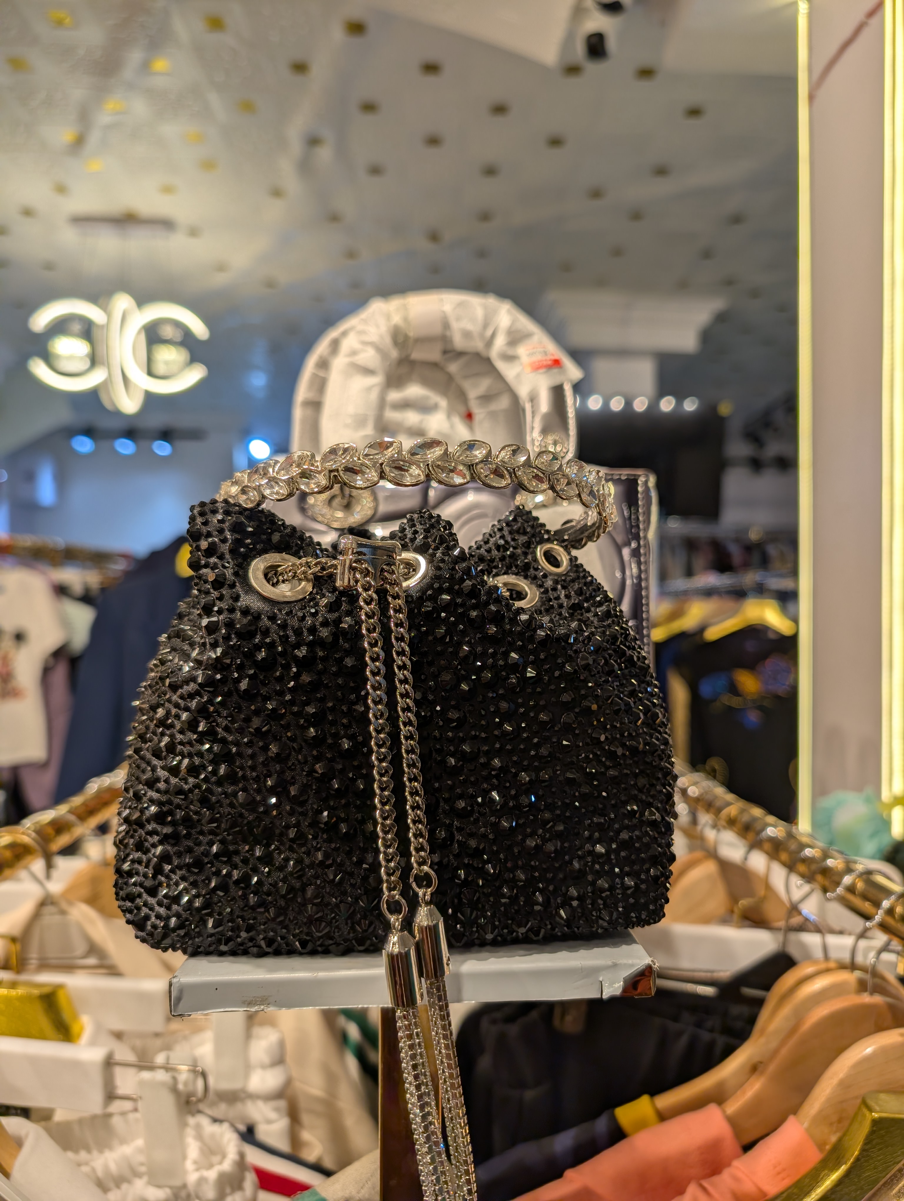Black Crystal Embellished Evening Bag