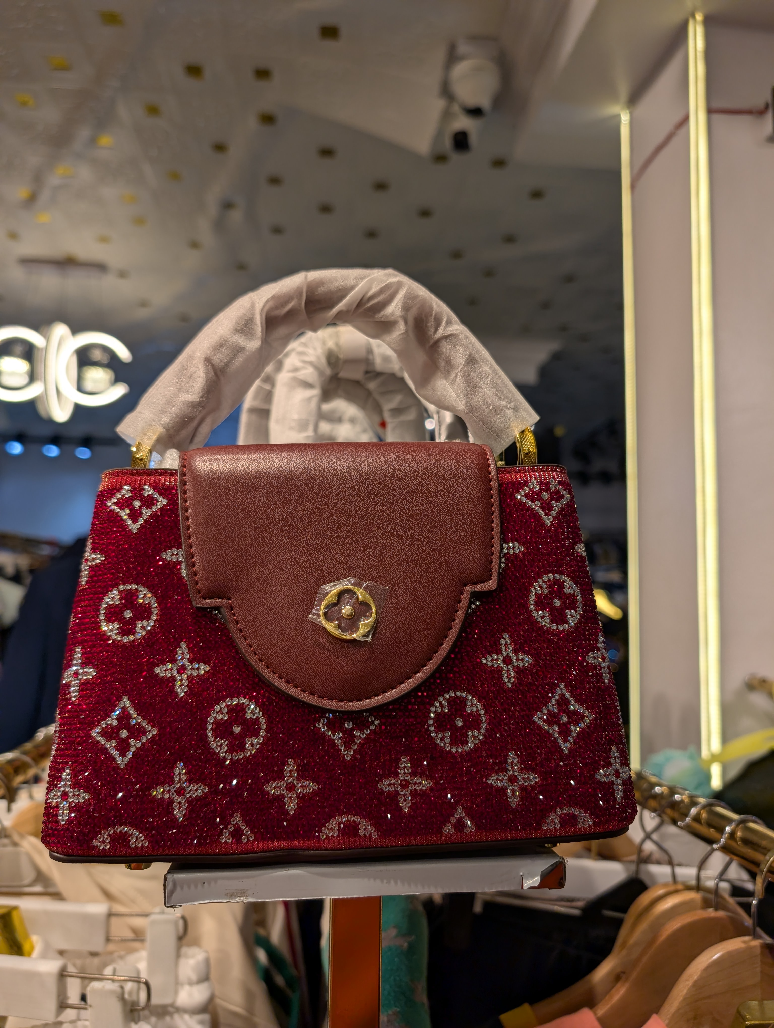 Louis Vuitton Red Monogram Crystal Handbag