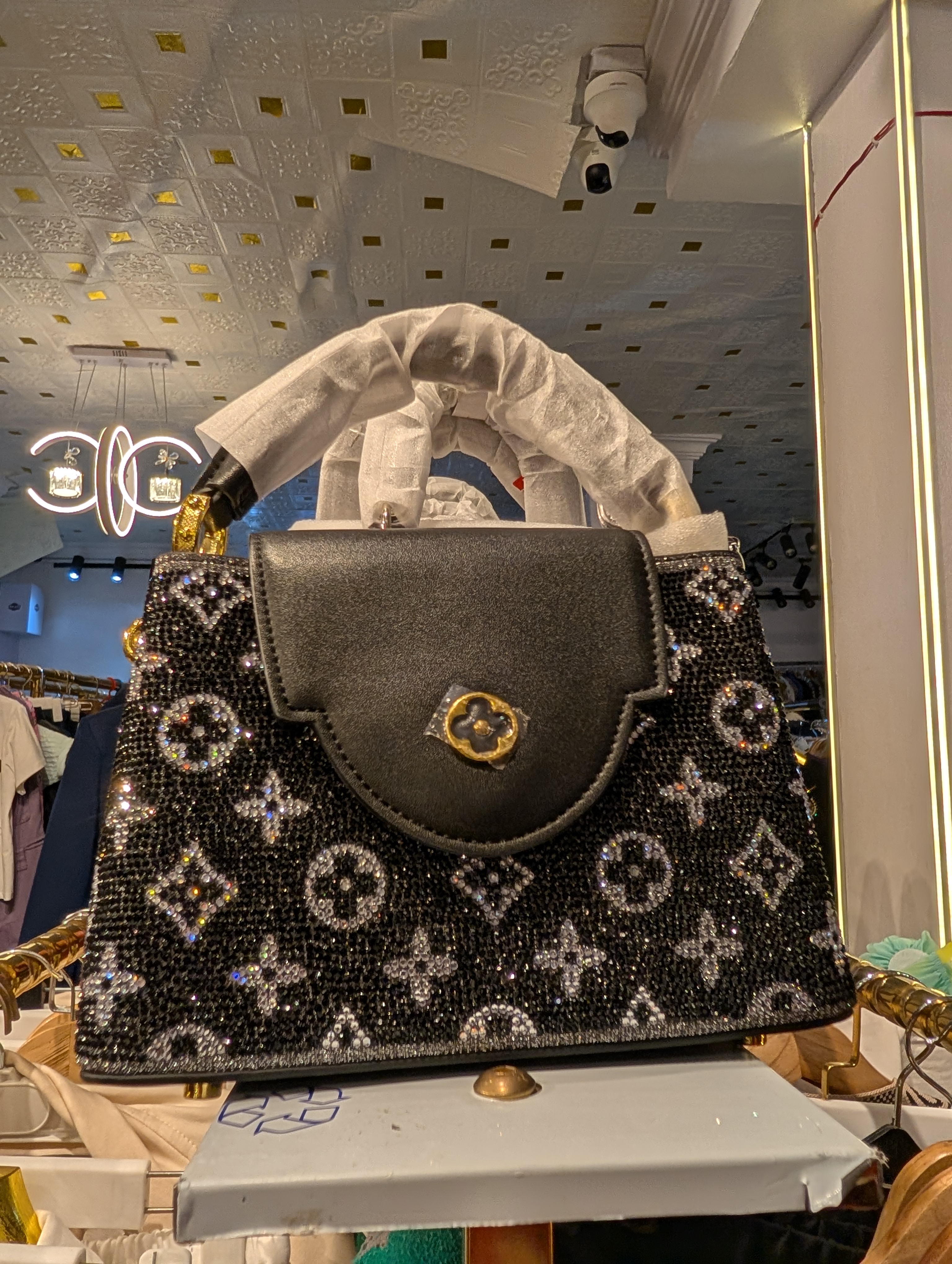 Louis Vuitton Black Monogram Crystal Handbag